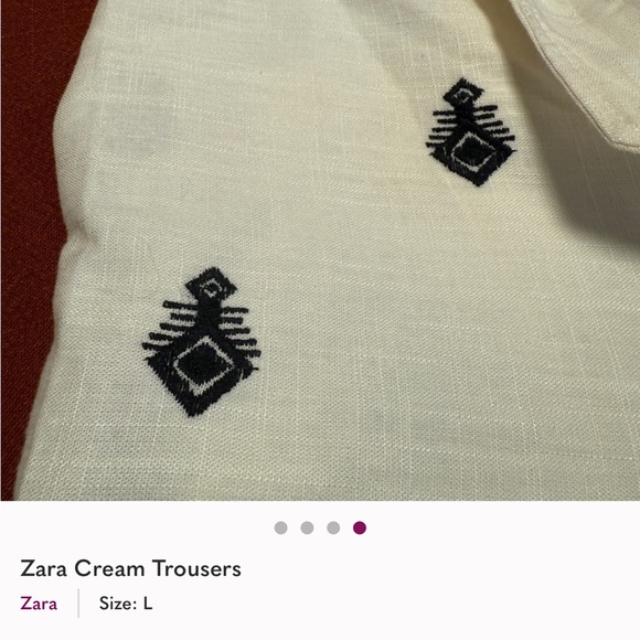 Zara Women’s Cream Wide Leg Pants with Black Design - Picture 3 of 3